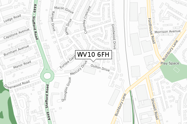 WV10 6FH map - large scale - OS Open Zoomstack (Ordnance Survey) WV10 6FH map - large scale - OS Open Zoomstack (Ordnance Survey)