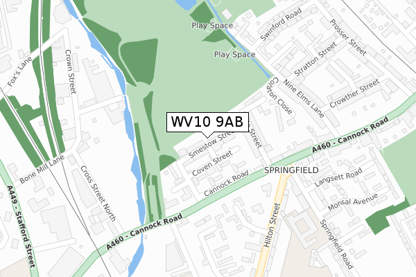 WV10 9AB map - large scale - OS Open Zoomstack (Ordnance Survey)