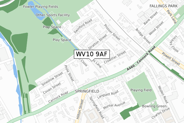 WV10 9AF map - large scale - OS Open Zoomstack (Ordnance Survey)