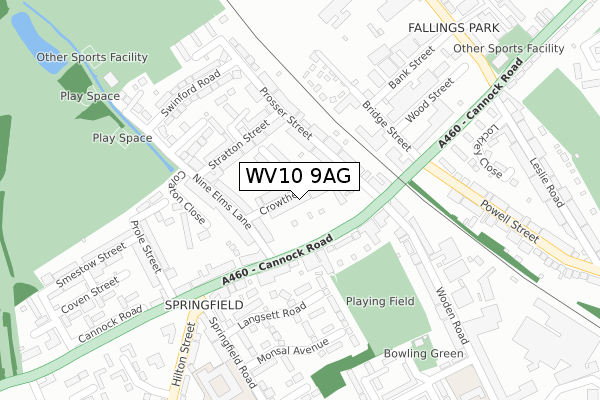 WV10 9AG map - large scale - OS Open Zoomstack (Ordnance Survey)