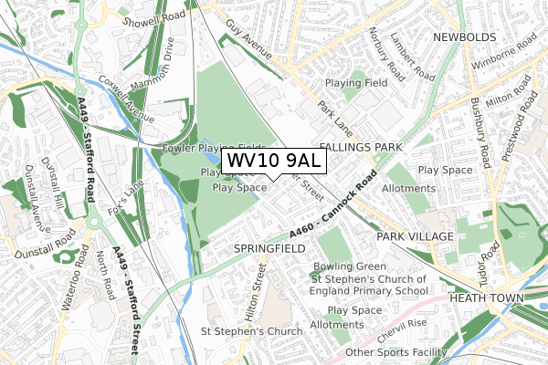 WV10 9AL map - small scale - OS Open Zoomstack (Ordnance Survey)