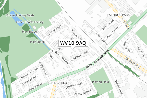 WV10 9AQ map - large scale - OS Open Zoomstack (Ordnance Survey)