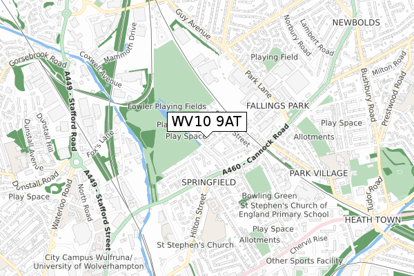 WV10 9AT map - small scale - OS Open Zoomstack (Ordnance Survey)