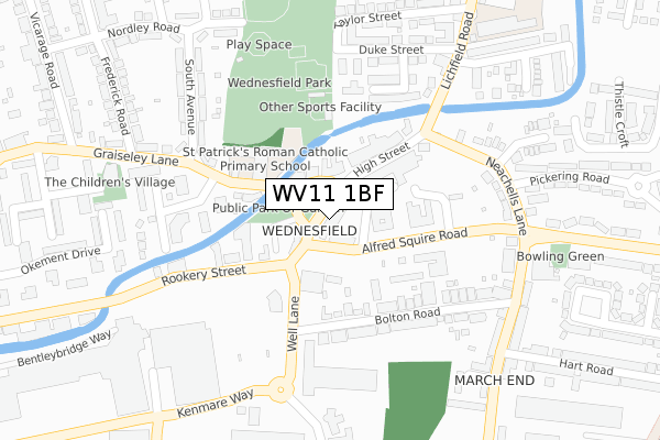 WV11 1BF map - large scale - OS Open Zoomstack (Ordnance Survey)