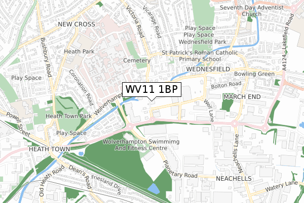 WV11 1BP map - small scale - OS Open Zoomstack (Ordnance Survey)