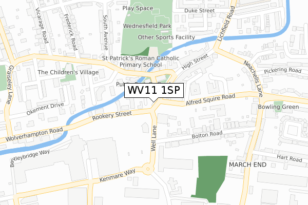 WV11 1SP map - large scale - OS Open Zoomstack (Ordnance Survey)