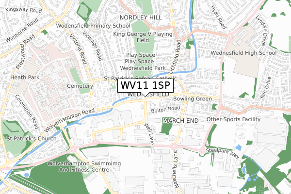 WV11 1SP map - small scale - OS Open Zoomstack (Ordnance Survey)