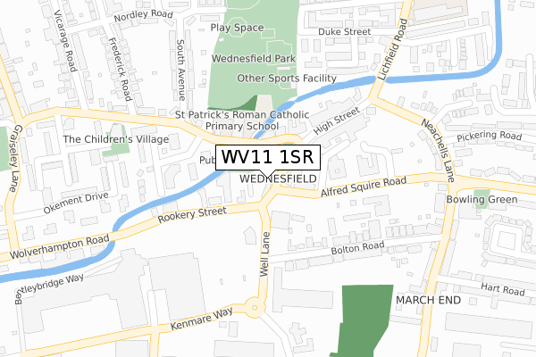 WV11 1SR map - large scale - OS Open Zoomstack (Ordnance Survey)