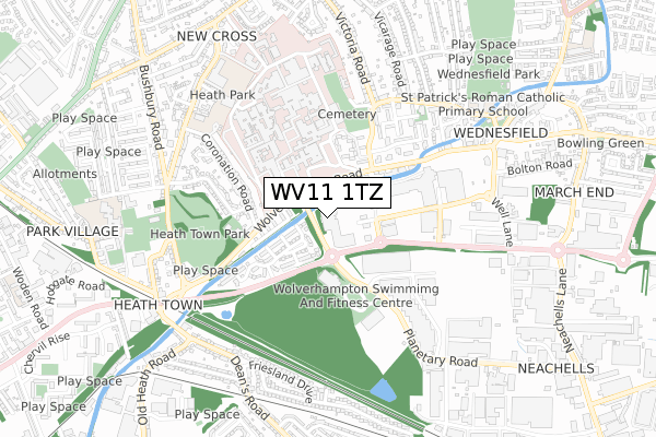 WV11 1TZ map - small scale - OS Open Zoomstack (Ordnance Survey)