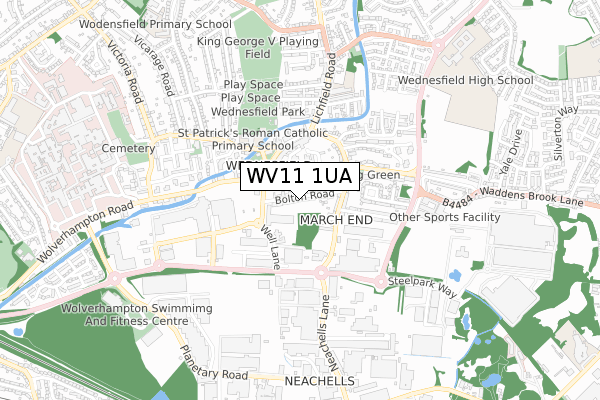 WV11 1UA map - small scale - OS Open Zoomstack (Ordnance Survey)
