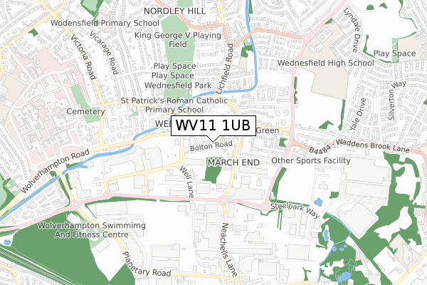 WV11 1UB map - small scale - OS Open Zoomstack (Ordnance Survey)