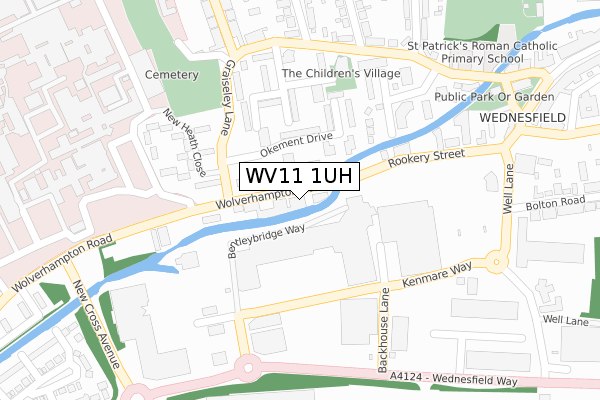 WV11 1UH map - large scale - OS Open Zoomstack (Ordnance Survey)