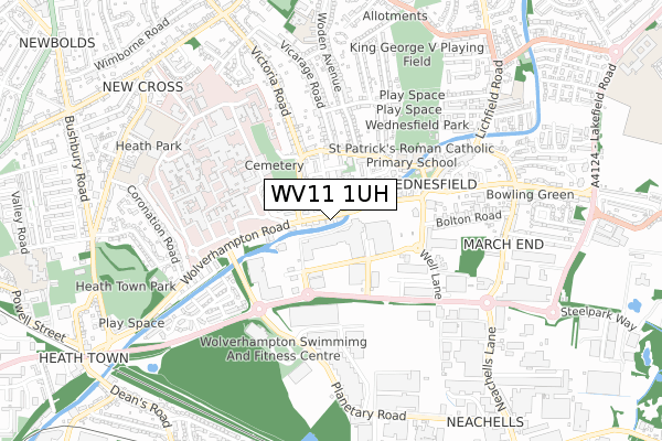 WV11 1UH map - small scale - OS Open Zoomstack (Ordnance Survey)