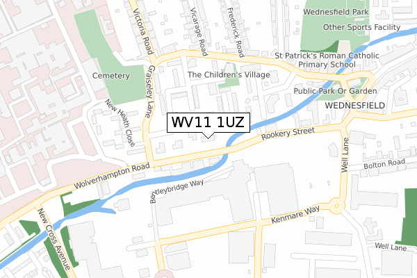 WV11 1UZ map - large scale - OS Open Zoomstack (Ordnance Survey)