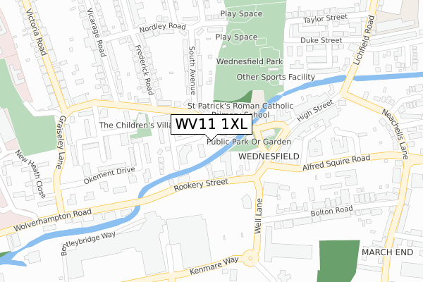 WV11 1XL map - large scale - OS Open Zoomstack (Ordnance Survey)