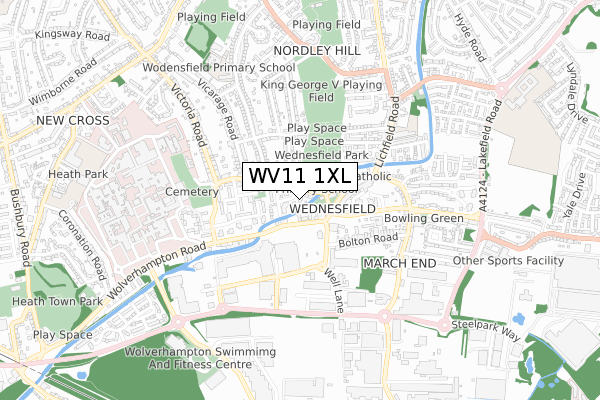WV11 1XL map - small scale - OS Open Zoomstack (Ordnance Survey)