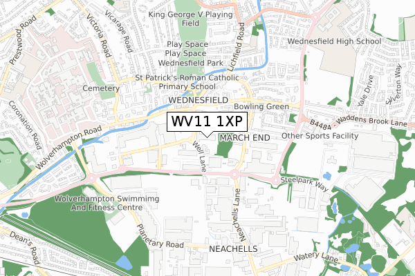 WV11 1XP map - small scale - OS Open Zoomstack (Ordnance Survey)