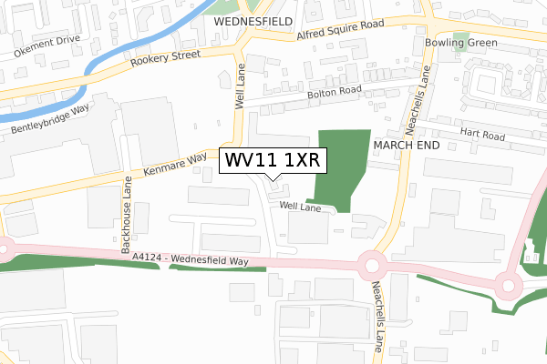 WV11 1XR map - large scale - OS Open Zoomstack (Ordnance Survey)