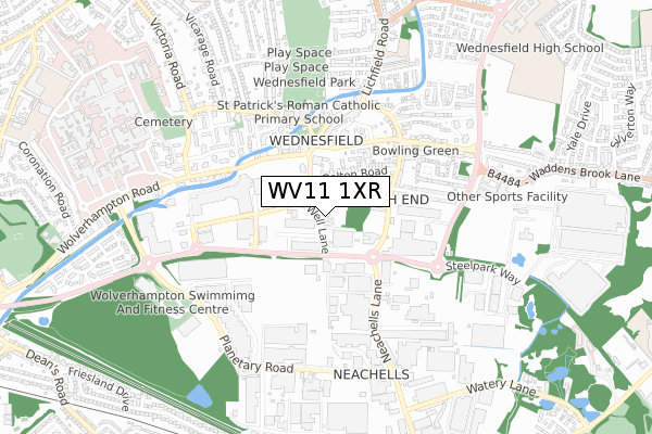 WV11 1XR map - small scale - OS Open Zoomstack (Ordnance Survey)