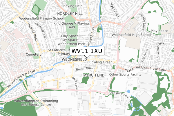 WV11 1XU map - small scale - OS Open Zoomstack (Ordnance Survey)