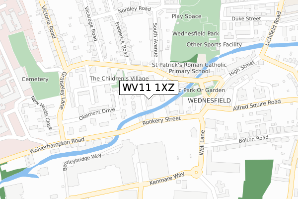 WV11 1XZ map - large scale - OS Open Zoomstack (Ordnance Survey)