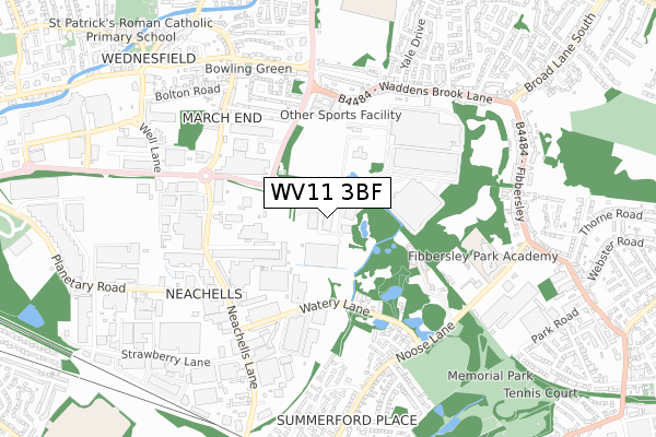WV11 3BF map - small scale - OS Open Zoomstack (Ordnance Survey)