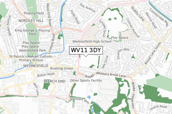 WV11 3DY map - small scale - OS Open Zoomstack (Ordnance Survey)