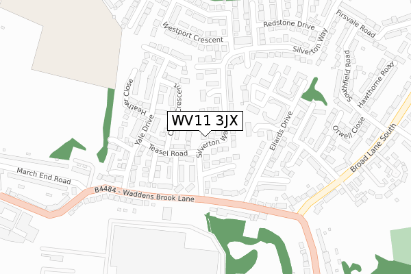 WV11 3JX map - large scale - OS Open Zoomstack (Ordnance Survey)