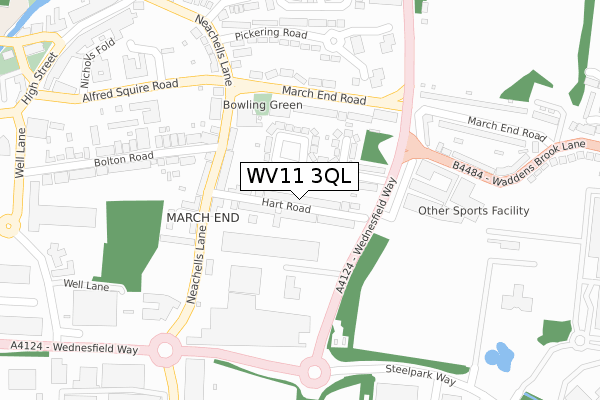 WV11 3QL map - large scale - OS Open Zoomstack (Ordnance Survey)