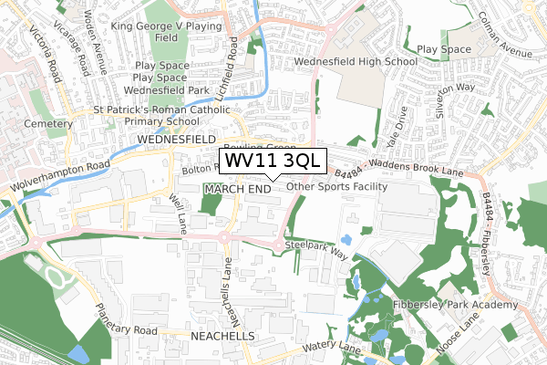 WV11 3QL map - small scale - OS Open Zoomstack (Ordnance Survey)