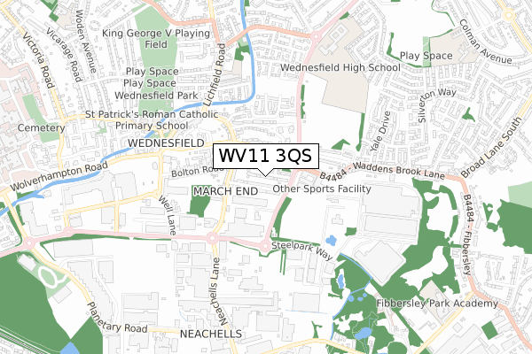 WV11 3QS map - small scale - OS Open Zoomstack (Ordnance Survey)