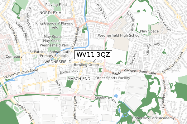 WV11 3QZ map - small scale - OS Open Zoomstack (Ordnance Survey)