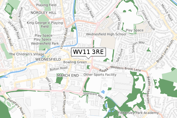 WV11 3RE map - small scale - OS Open Zoomstack (Ordnance Survey)