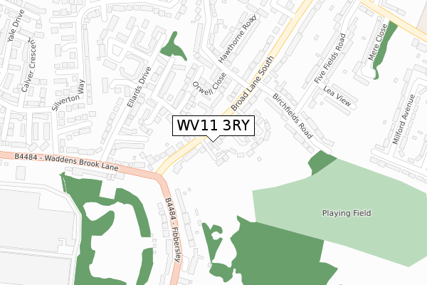 WV11 3RY map - large scale - OS Open Zoomstack (Ordnance Survey)