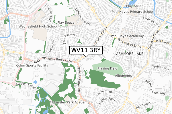 WV11 3RY map - small scale - OS Open Zoomstack (Ordnance Survey)