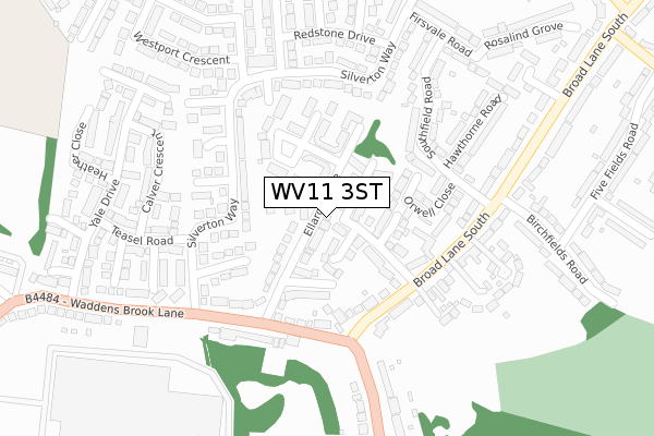 WV11 3ST map - large scale - OS Open Zoomstack (Ordnance Survey)