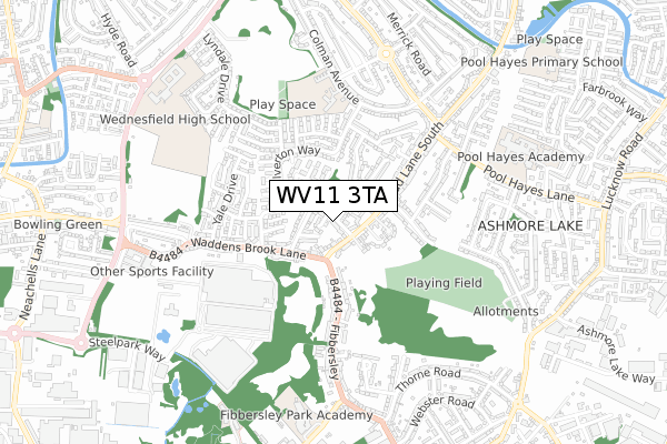 WV11 3TA map - small scale - OS Open Zoomstack (Ordnance Survey)