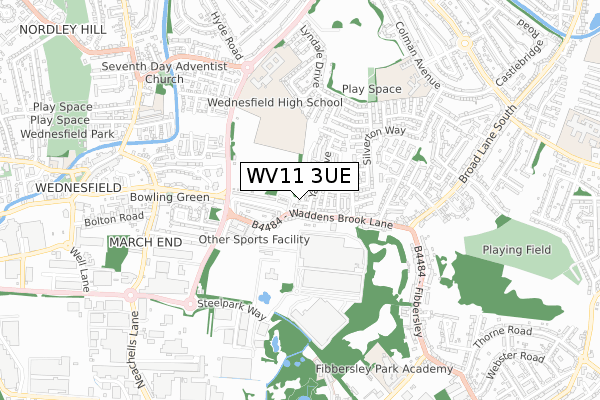 WV11 3UE map - small scale - OS Open Zoomstack (Ordnance Survey)