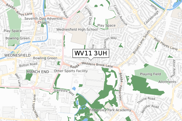 WV11 3UH map - small scale - OS Open Zoomstack (Ordnance Survey)