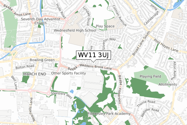 WV11 3UJ map - small scale - OS Open Zoomstack (Ordnance Survey)