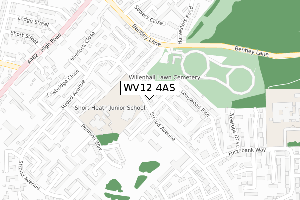 WV12 4AS map - large scale - OS Open Zoomstack (Ordnance Survey)