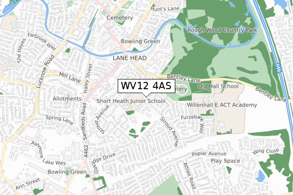 WV12 4AS map - small scale - OS Open Zoomstack (Ordnance Survey)