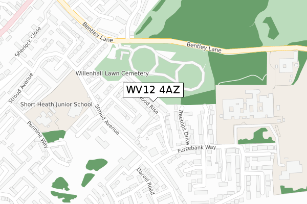 WV12 4AZ map - large scale - OS Open Zoomstack (Ordnance Survey)