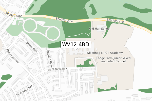 WV12 4BD map - large scale - OS Open Zoomstack (Ordnance Survey)