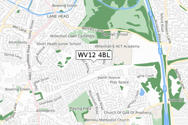 WV12 4BL map - small scale - OS Open Zoomstack (Ordnance Survey)