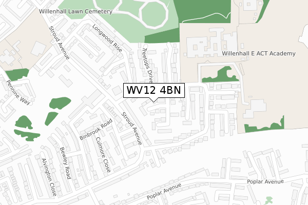 WV12 4BN map - large scale - OS Open Zoomstack (Ordnance Survey)