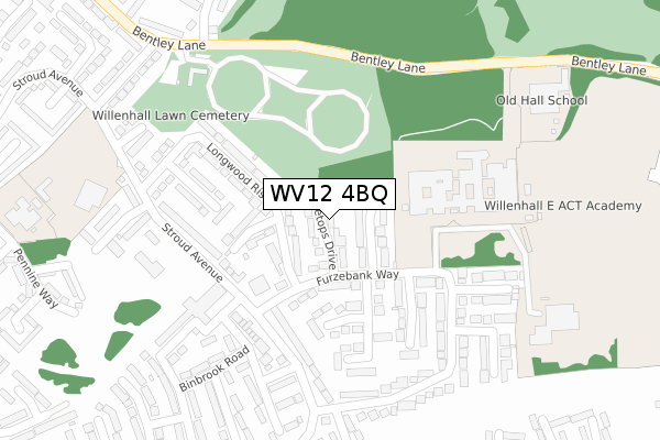 WV12 4BQ map - large scale - OS Open Zoomstack (Ordnance Survey)