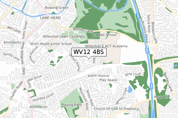 WV12 4BS map - small scale - OS Open Zoomstack (Ordnance Survey)