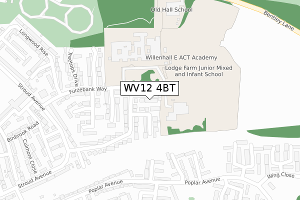 WV12 4BT map - large scale - OS Open Zoomstack (Ordnance Survey)