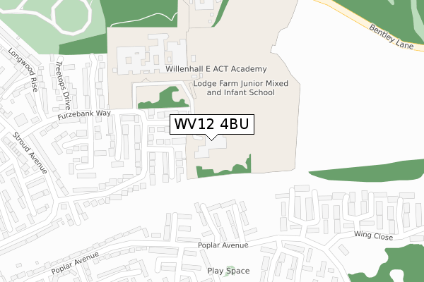 WV12 4BU map - large scale - OS Open Zoomstack (Ordnance Survey)